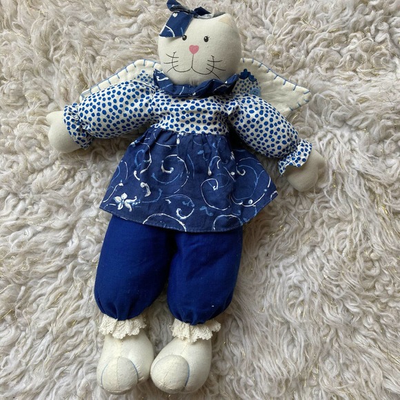 Prima Creations Other - Prima Creations Cat Decoration Angel Kitty Blue Wings Holiday Vintage Inspired.